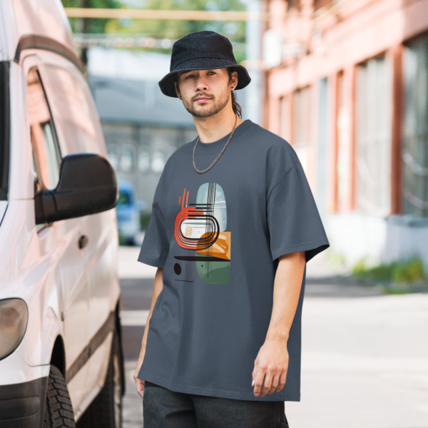 Men's oversized abstract geometric faded t-shirt